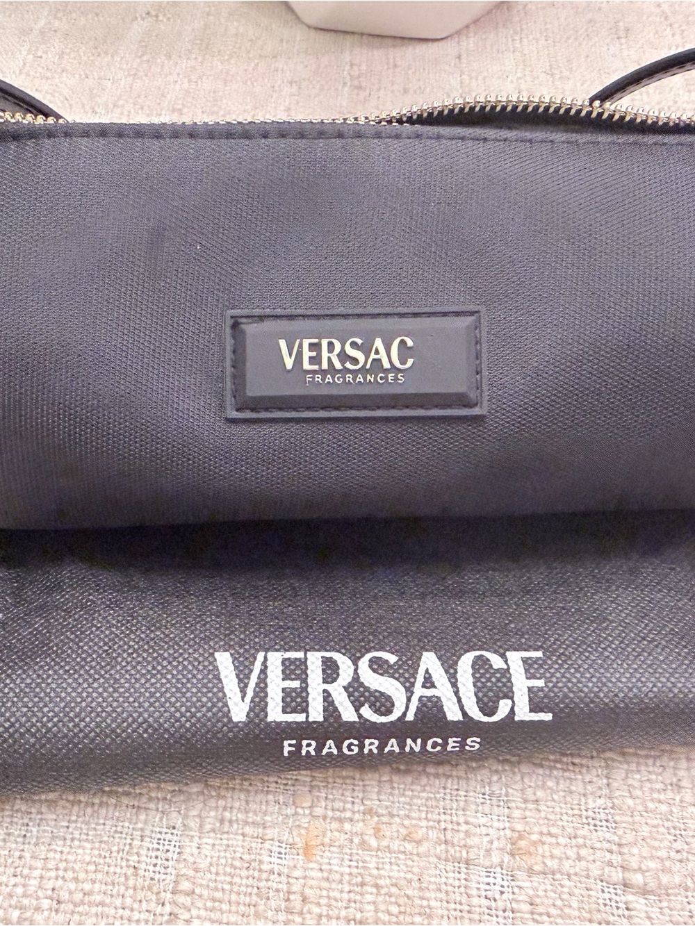 Versace Black Pouch with Gold Zip Pull